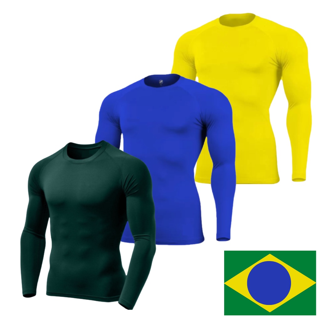 Kit 03 Camiseta Térmica Uv 50+ Segunda Pele Malha Fria Proteção Solar Compressão Frio Calor em Oferta na Shopee