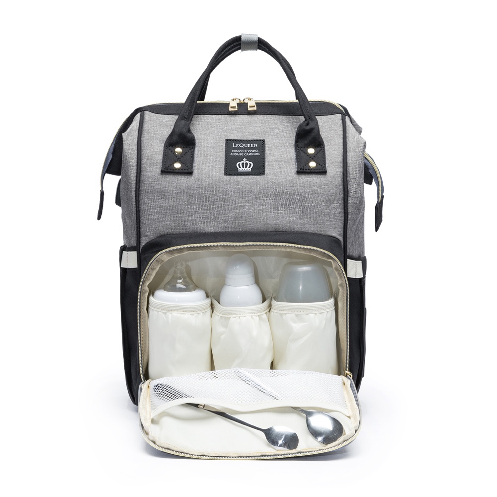 Mochila Bolsa Maternidade Lequeen Original Impermeável Porta mamadeira Menina Menino — imagem 2 de 2