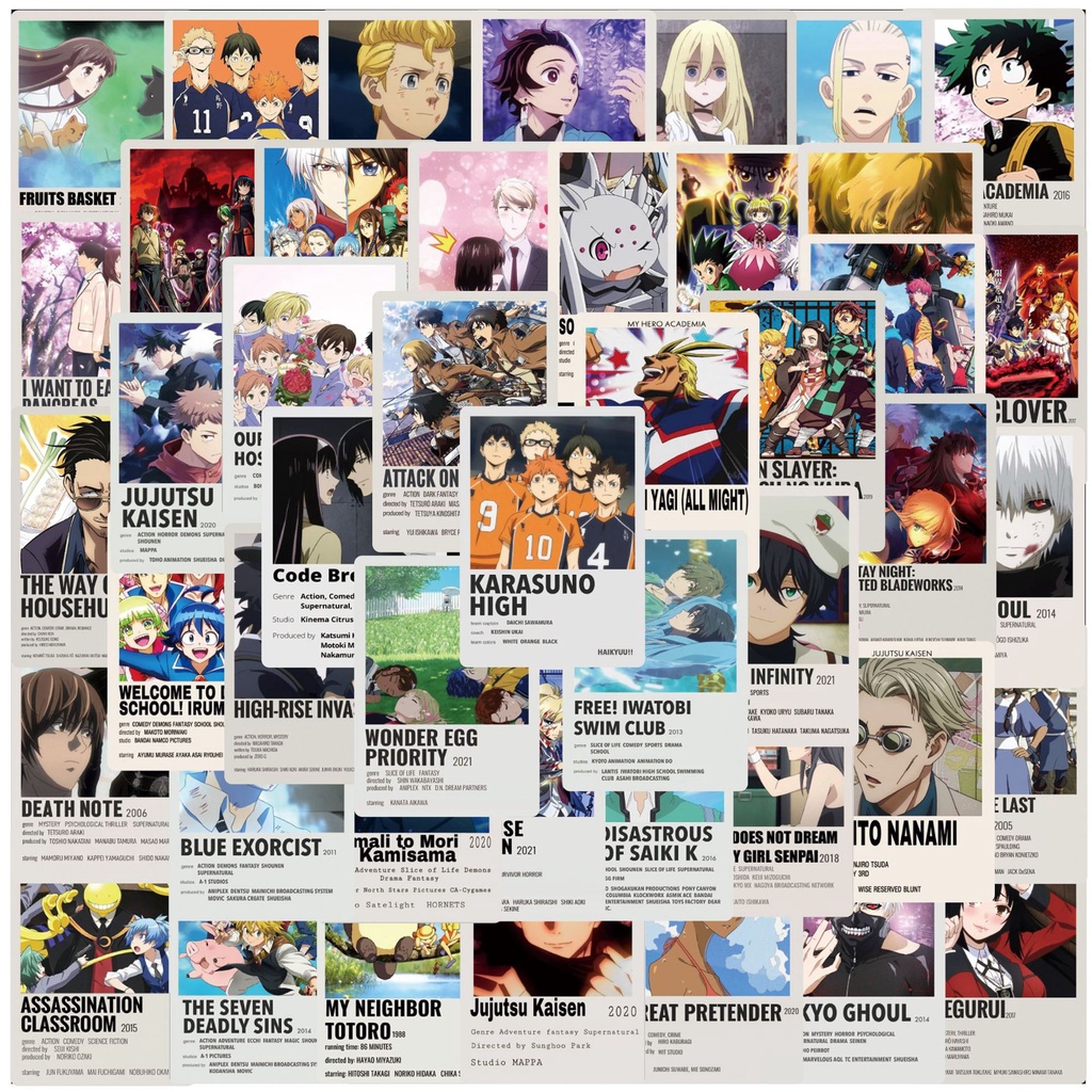 50 Unid . Pôsteres Anime Japão Adesivos De PVC À Prova D'água (2) em Oferta na Shopee