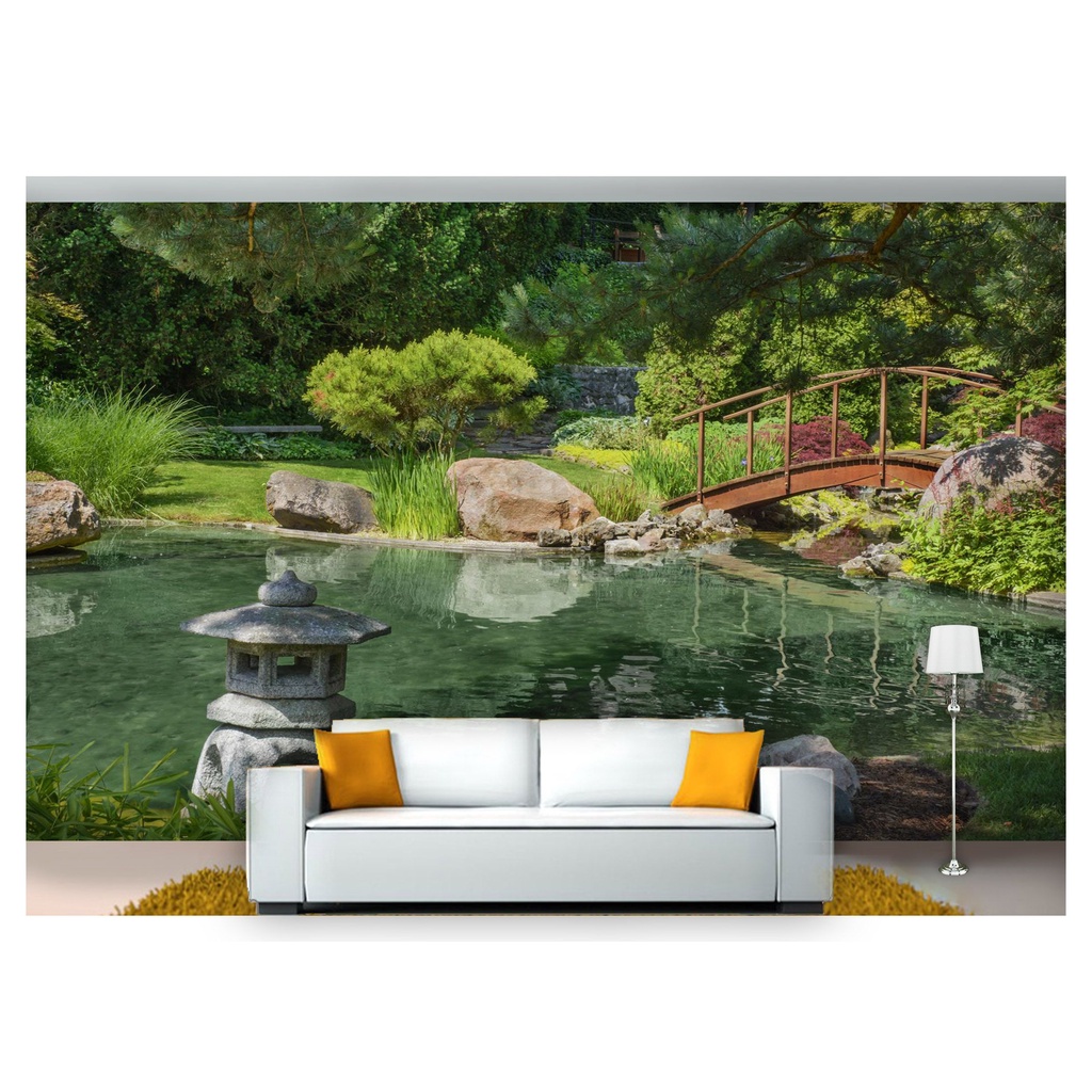papel de parede Jardim Japonês Ponte Japão 3D 10m² JJP02
