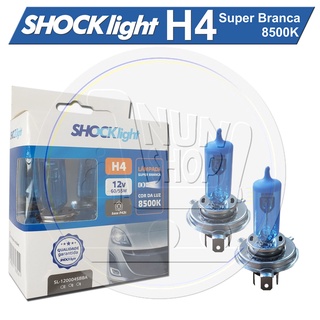 Par Lampada H4 Super Branca Shocklight 8500k 12v 60/55w