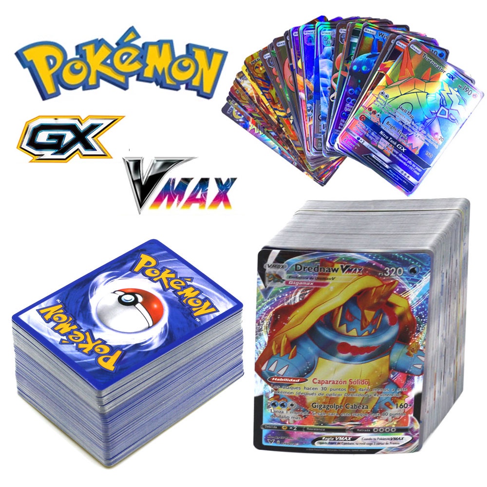 100pçs Cartas Pokemon GX VMAX MEGA - Escorrega o Preço