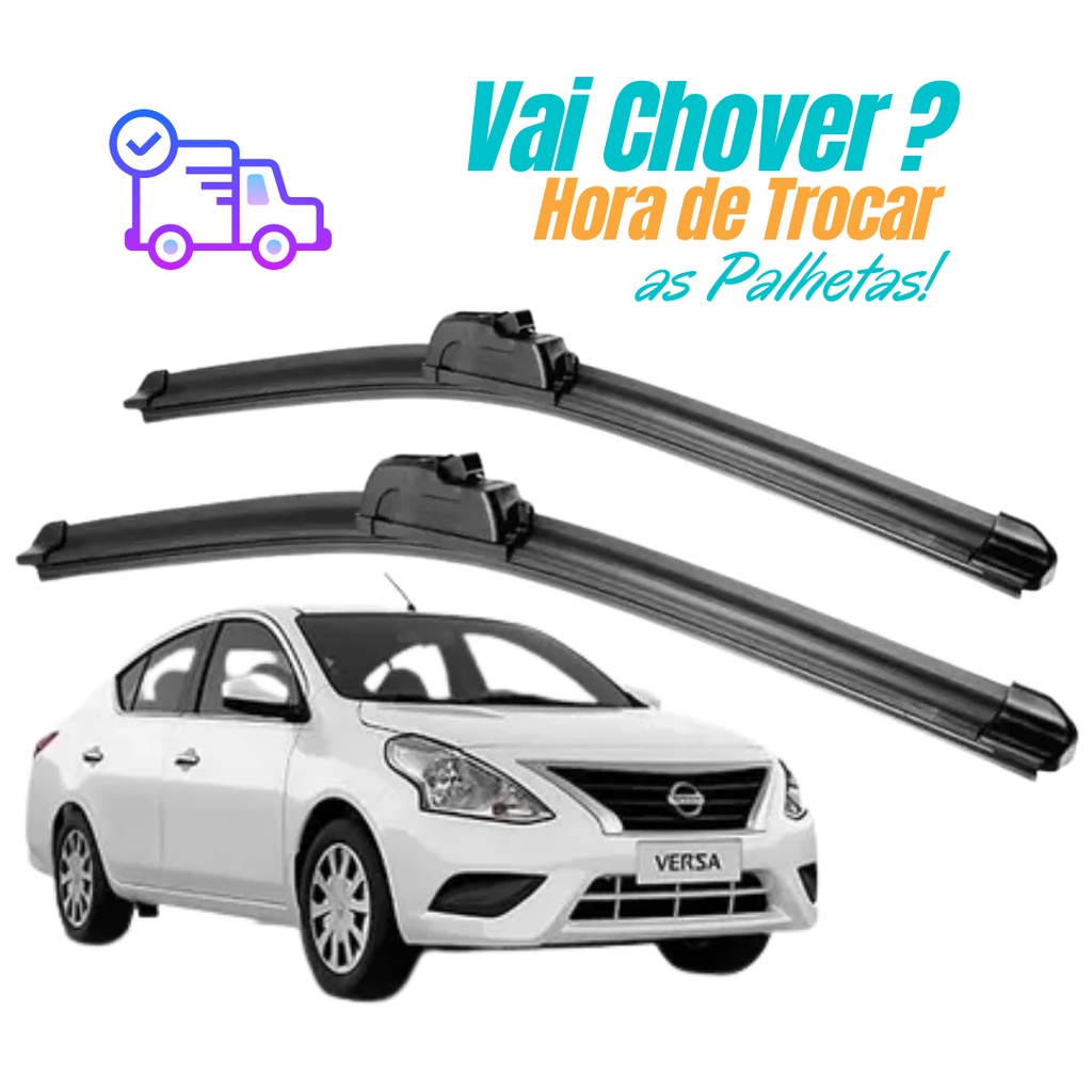 Kit Palhetas Silicone Limpador Parabrisa Nissan Versa 2011 2012 2013 2014 2015 2016 2017 2018 2019