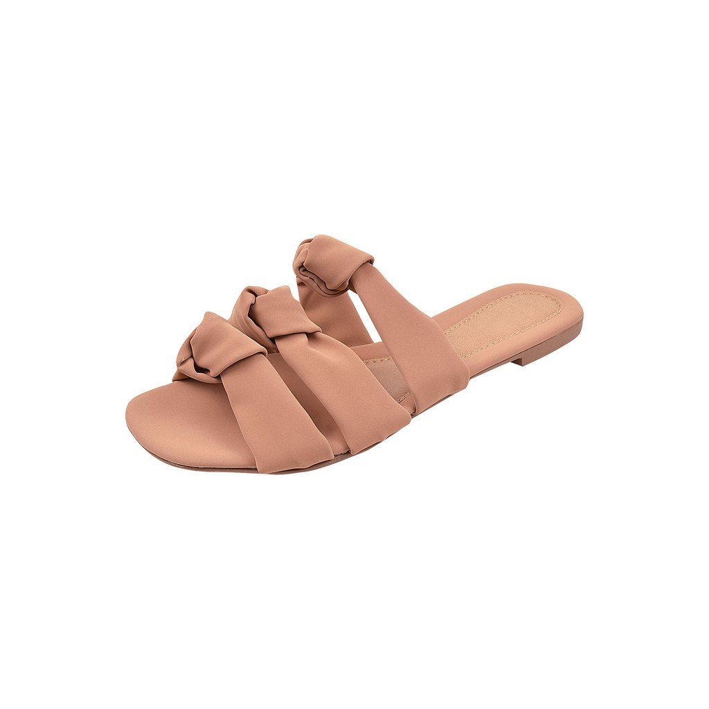 Sandália Rasteirinha Flat Enfeite Nó Confortável Promoção Preto Marsala Nude