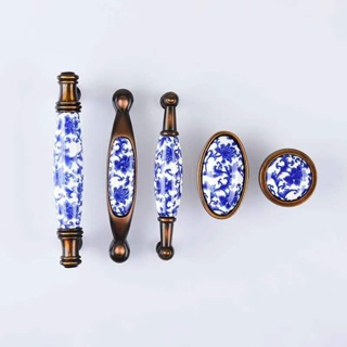 Puxadores De Porcelana Chinesa Azul E Branco Vintage Porta De Armário Cozinha em Oferta na Shopee