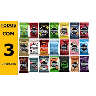 Camisinha Preservativo Prudence Cores, Sabores e linha premium todos Pacote 3 unidades