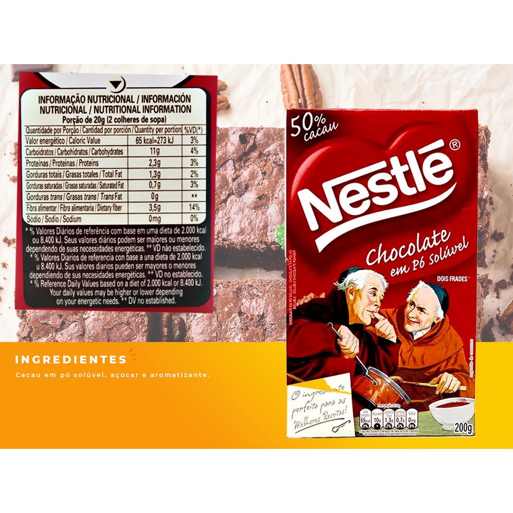 Chocolate em Pó Solúvel Padre Frades 50% Cacau Nestle 200g | Shopee Brasil