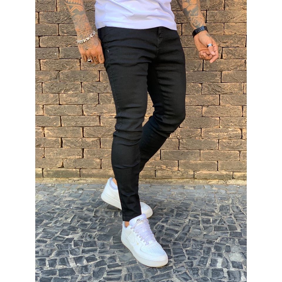 Calça Preta Skinny Masculina Com Lycra Linha Premium