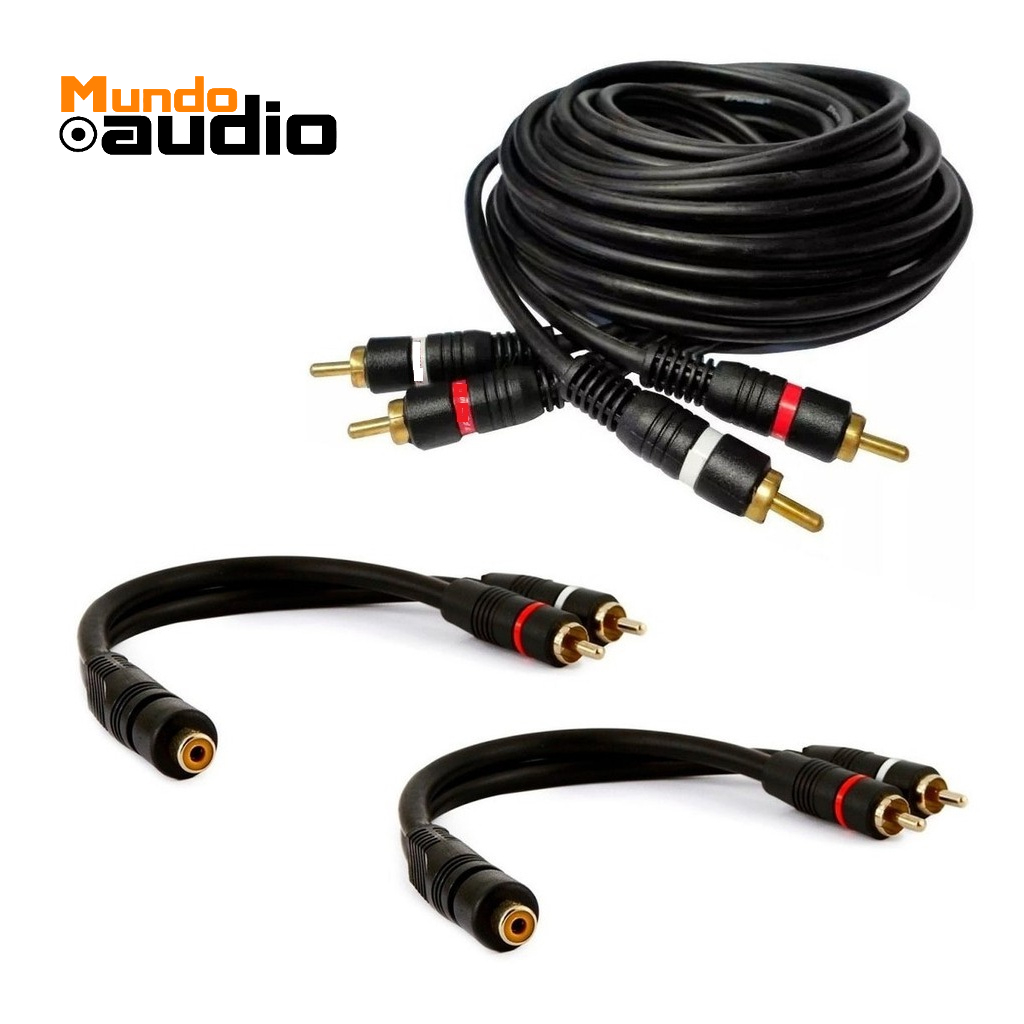 Cabo Som Automotivo Rca 5 Metros + 2 Cabos Y Carro P/modulo