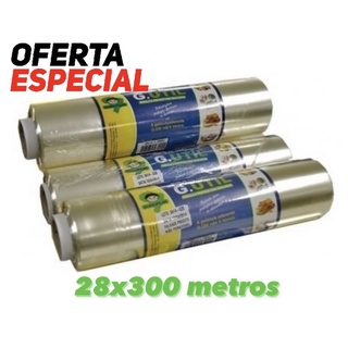 Rolo Bobina Plastico de Filme Pvc 28cm x 300 metros 9 micars