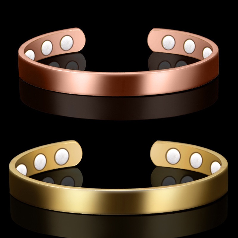 2019 Masculino Feminino Saudável Cobre Puro Pulseira Magnética Terapia De Energia Ímãs Pulseiras Amantes Presente — imagem 2 de 2