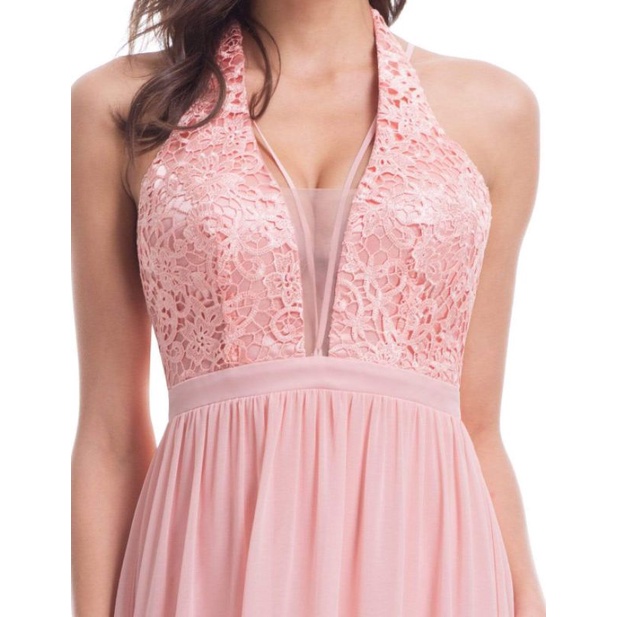 Vestido longo rosé