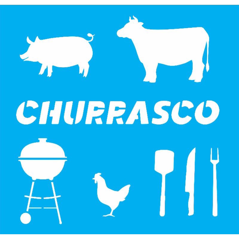 Stencil para pintura Churrasco - tamanho 17x17 cm