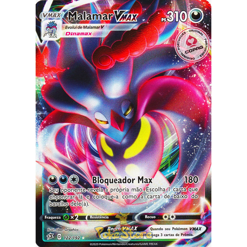 Carta Pokemon Malamar VMAX Português 122/192 Card Original Copag V MAX