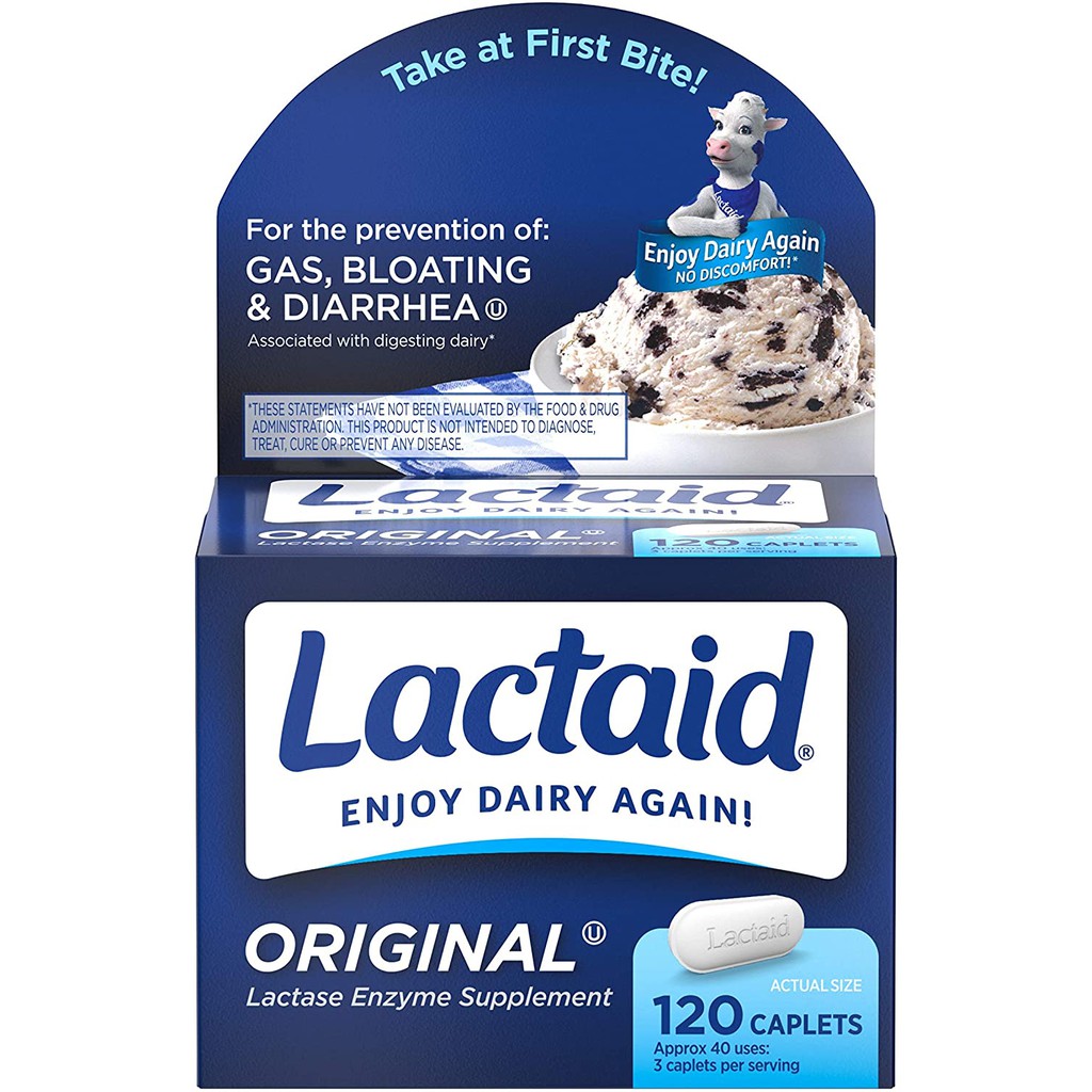 Lactaid Original 120 cápsulas importado - enzima lactase para intolerância a lactose