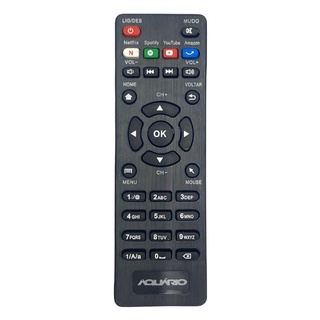 Controle Remoto V1 Aquário Para Smart Box Aquario Stv-2000 com Teclas Netflix / Spotify / Youtube / Amazon - 9123 Aquario