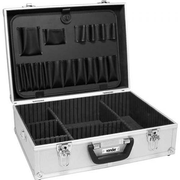 Maleta Para Ferramentas Profissional com 17 divisões 2 chaves e Alça Auxiliar Prata MFV455 VONDER em Oferta na Shopee