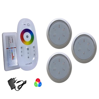Kit 3 Leds Iluminacao Piscina + Modulo Rgb touch C/ Fonte