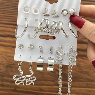 Moda Cor Prata Cobra Brincos Set Para As Mulheres Geométrica Longa Borla Oscila Conjunto De Jóias