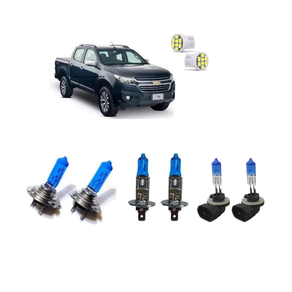 Kit Lampadas Super Brancas Farol Alto H1 Baixo H7 Milhas H27 Pickup S10 Anos 2017, 2018, 2019