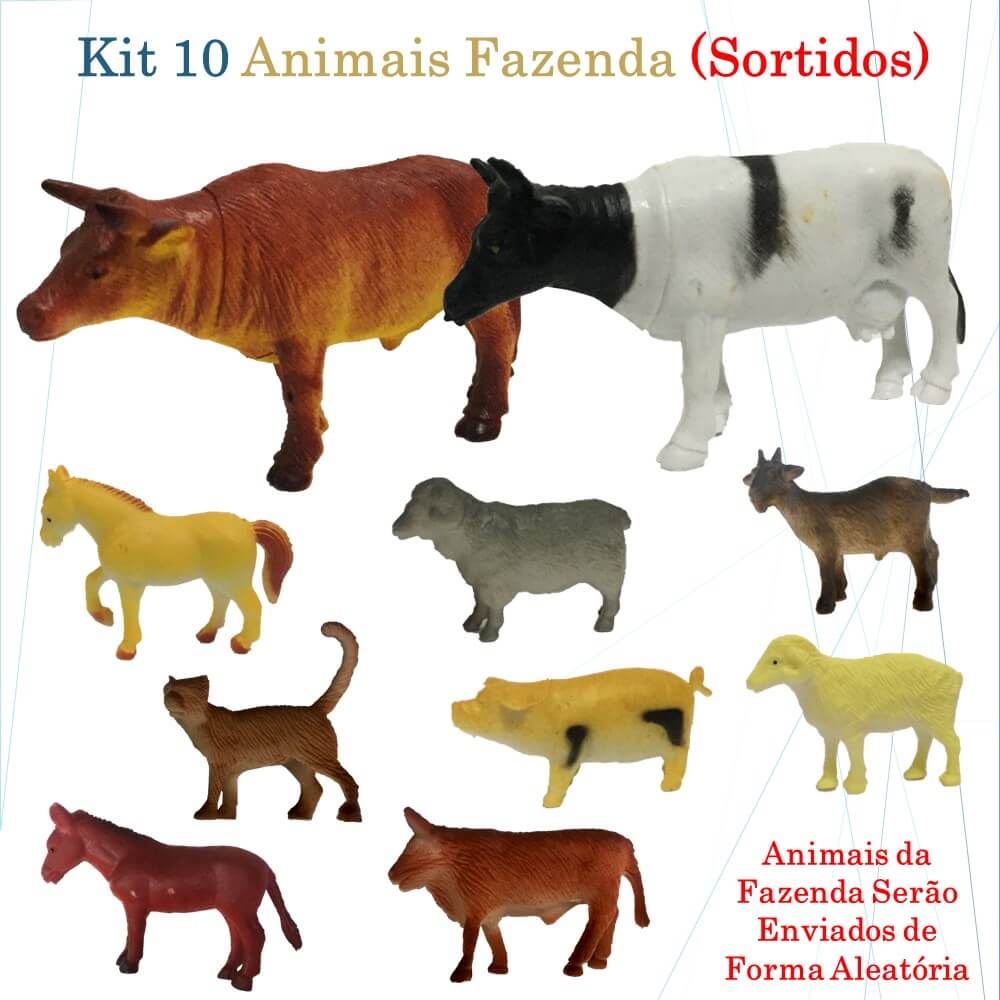 Miniatura Animais Fazenda Brinquedo Infantil Lúdico Mini Bichos Plástico Boi Cavalo Pato Ganso Bode Cabra