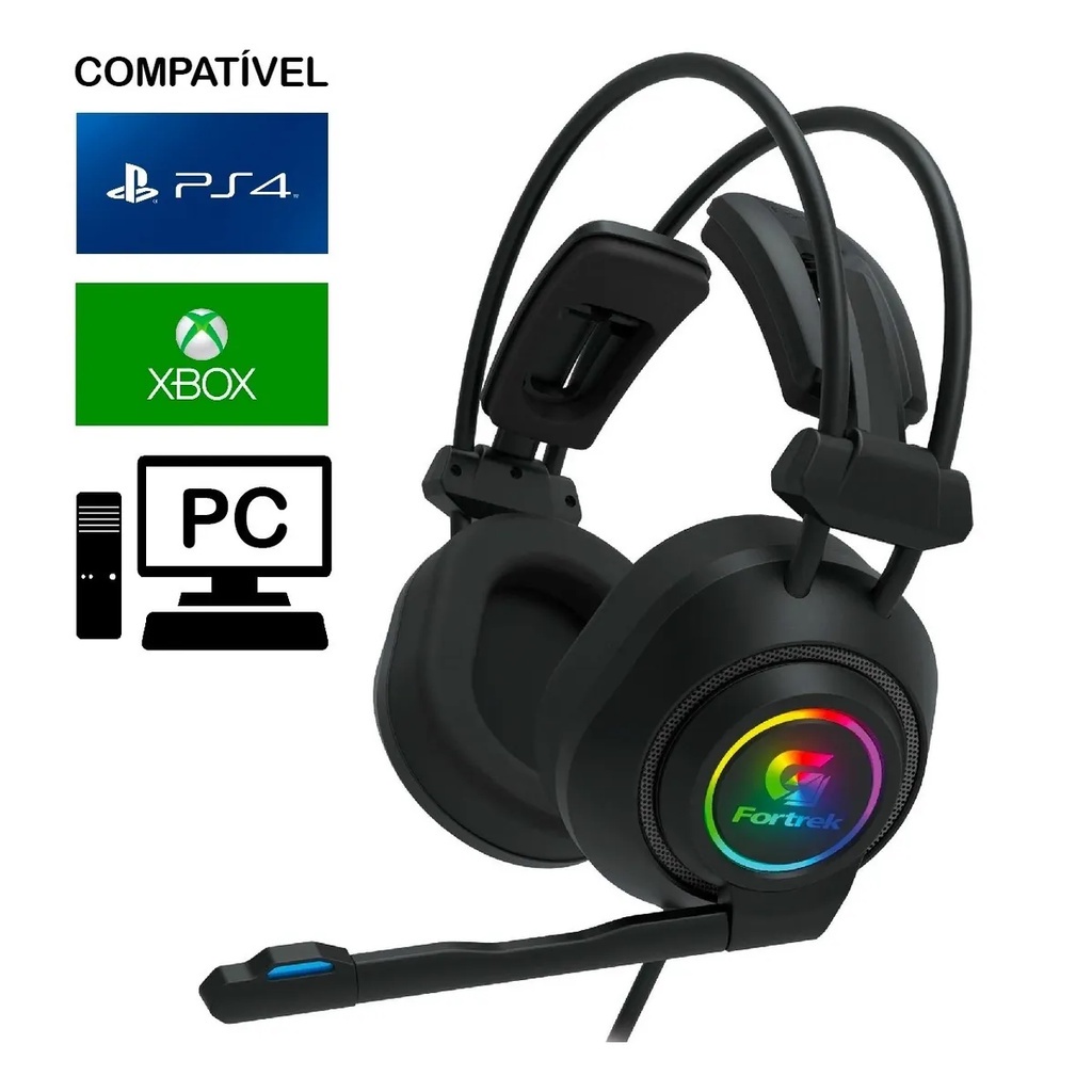 Fone Headset Gamer Fortrek Rgb Vickers Pc Celular Ps4 Xbox