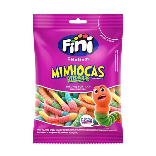 PROMOÇÃO Fini Balas de Gelatina Minhocas Cítricas Azedinhas 90g