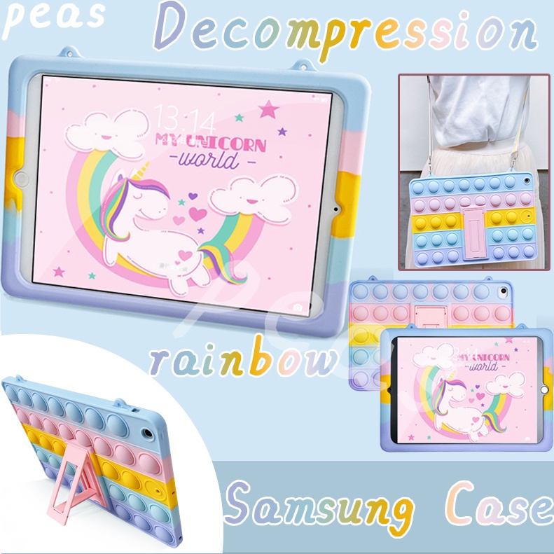 Arco-Íris Samsung Galaxy Tab A7 10,4 2020 T500 T505 A T510 T515 Tab4 10,1 T530 8,0 2019 T295 T290 10,1 T583 A7 lite 2021 8,7 T220 Tab3 7,0 T110 T11 7,0 T285 T280 10,1 2016 T583 Ervilhas De Descompressão De Cor Pinça Soft TPU Case