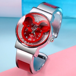 Relógio De Quartzo Feminino Com Pulseira De Liga E Desenho Do Mouse