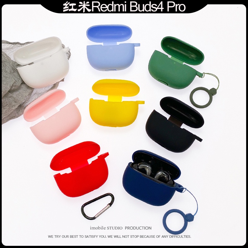 Capa Flexível De Silicone Com Chaveiro Para Xiaomi Redmi Buds 4 Pro