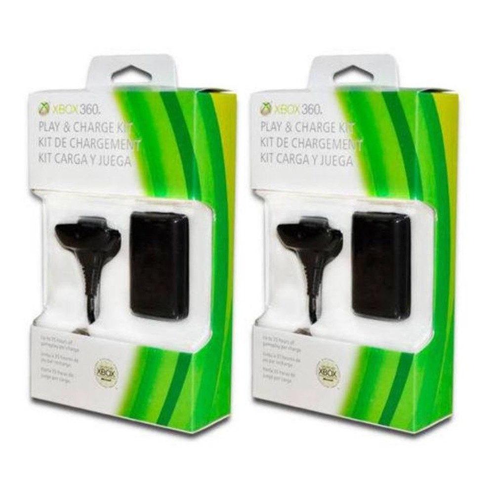 Kit 02 Bateria P/ Controle Xbox 360 Play And Charge + Cabo Usb 1.5 metros
