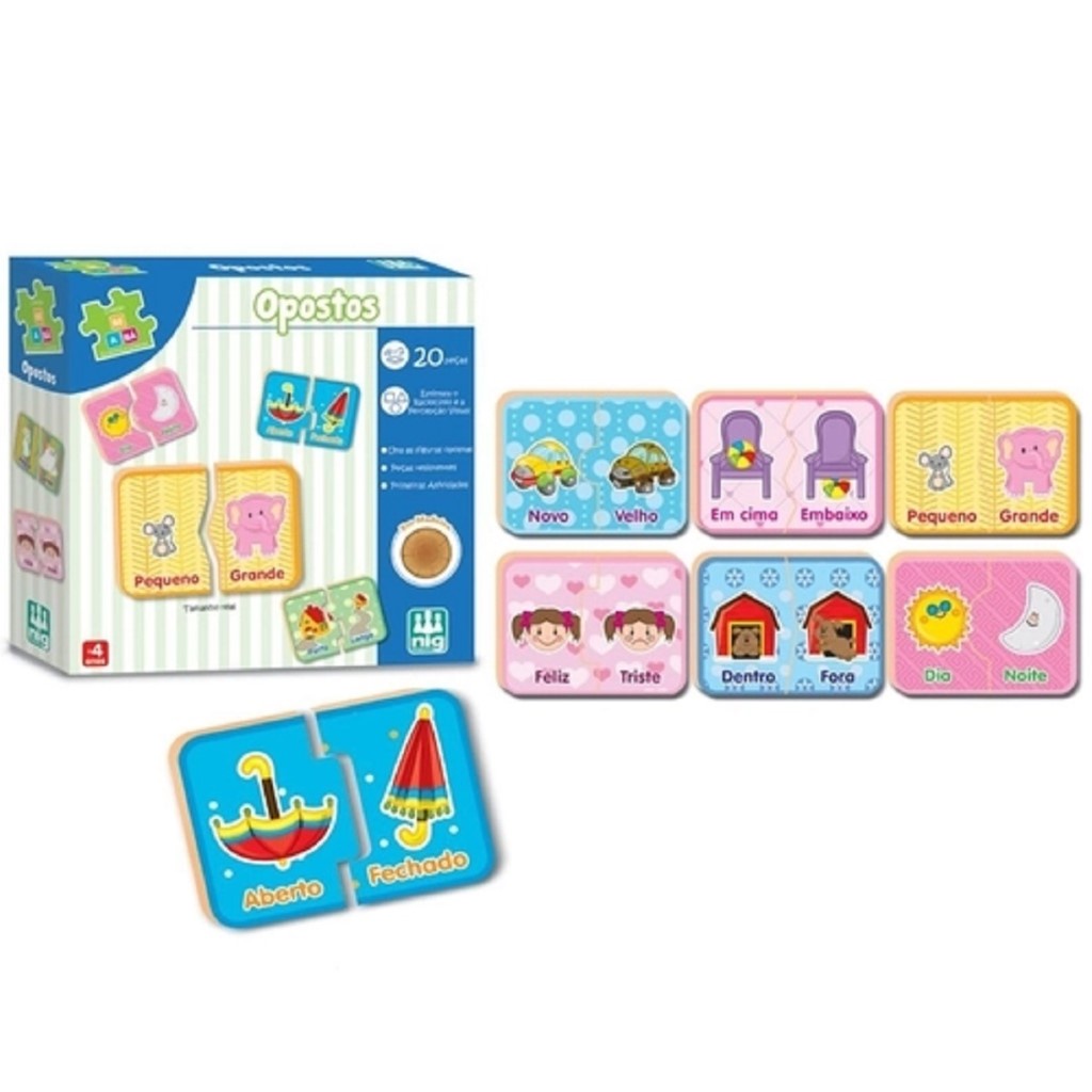 Jogo Be A Bá Opostos 20 Peças Em Madeira 0417 - NIG em Oferta na Shopee