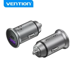 Venção Carregador De Carro Mobil Dual Port 30W Tipo C Usb De Carregamento Rápido QC 4.0 3.0 Compatível Para iPhone Xiaomi/Huawei/Samsung