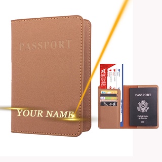 Nome Personalizado Mulheres Homens Viagem Couro Porta Passaporte Carteira Personalizada Para Negócios ID Capa De