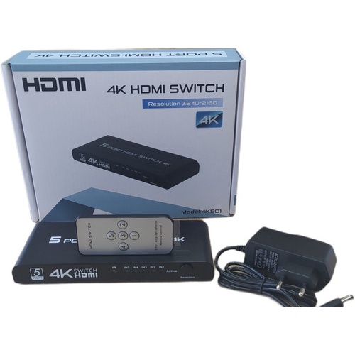 Hub Switch Hdmi 5x1 5 Entradas 1 Saída  C/ Fonte