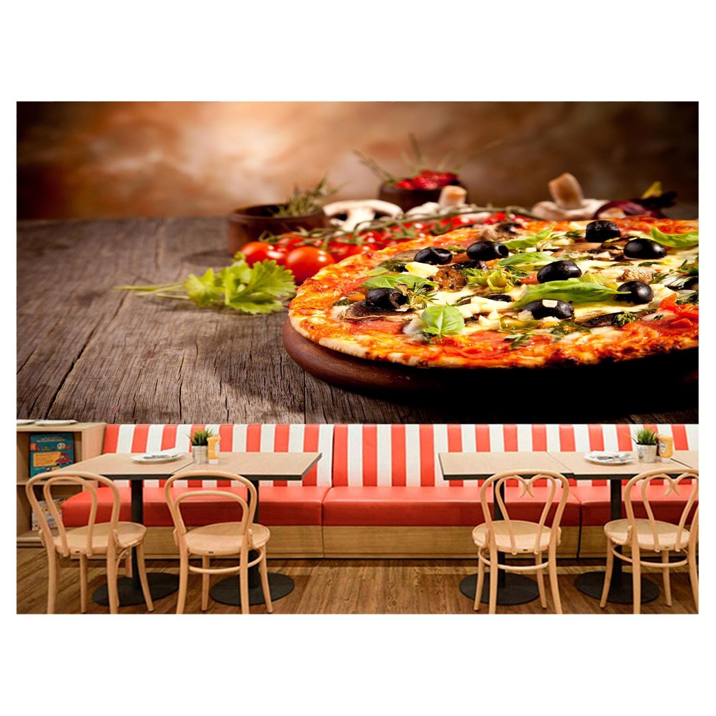 papel de parede Alimento Pizza Queijo 3D 7,5m² AL132