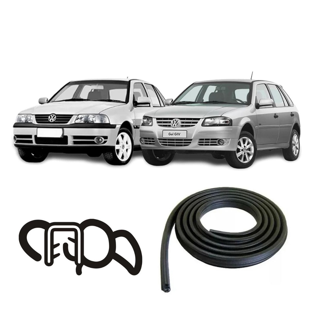 Borracha De Porta Dianteira Preta Estriada Vw Gol G3/g4 95/04