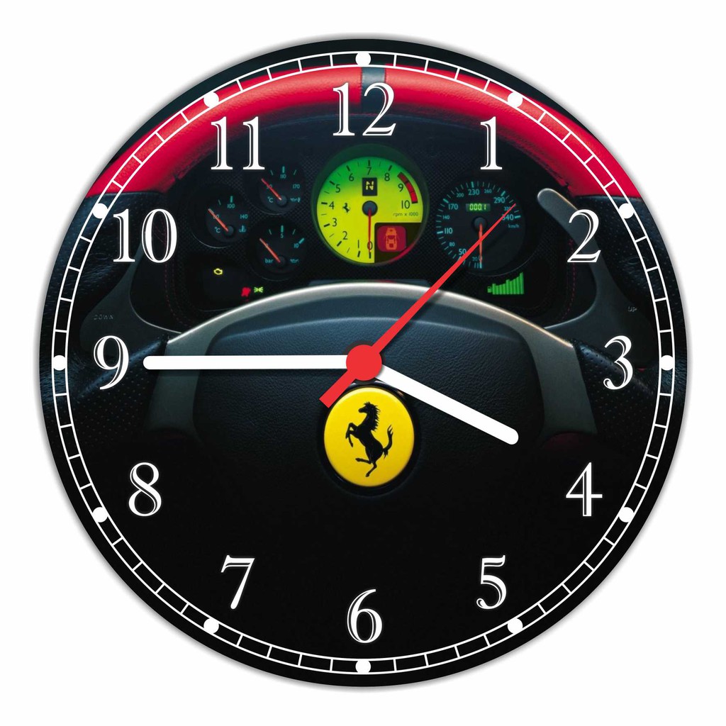 Relógio De Parede Carros Ferrari Salas Decorações Quartz Tamanho 50 cm Grande G006