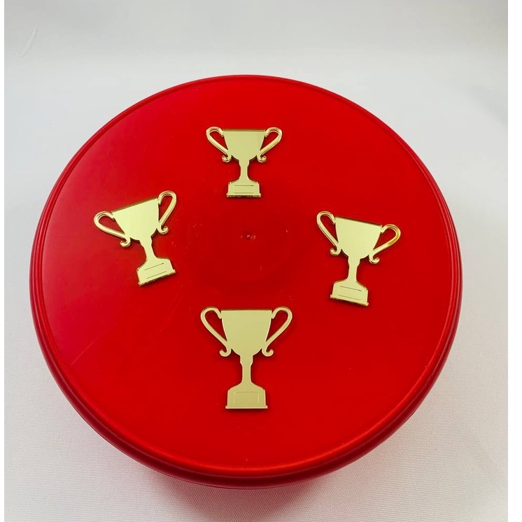 Aplique Troféu de Acrílico Espelhado Dourado Para laços, Lembrancinhas e Artesanatos - 4cm