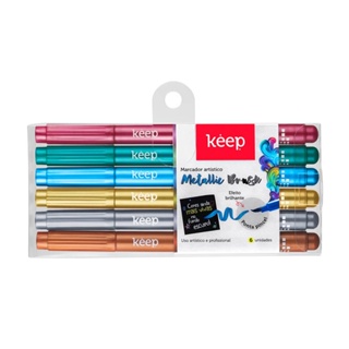 Marcador Artístico Metallic Brush com 5 Cores Keep - MR057 em Oferta na Shopee