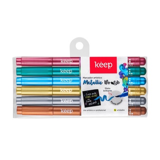 Marcador Artístico Metallic Brush com 5 Cores Keep - MR057