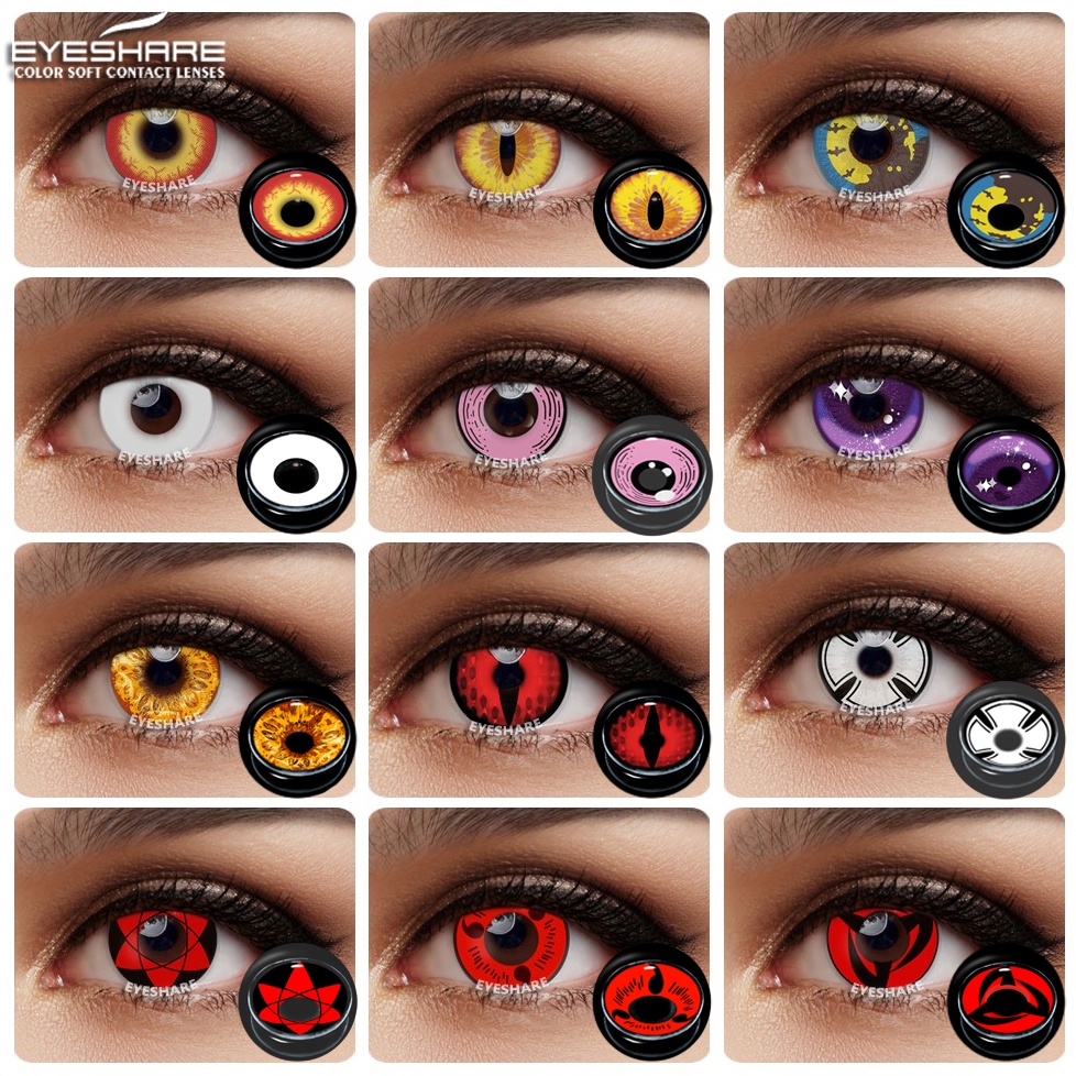 EYESHARE Cor Lentes De Contato Para Os Olhos 1 Par Anime Cosplay Coloridas Lente Beleza Maquiagem Halloween Azul Vermelho