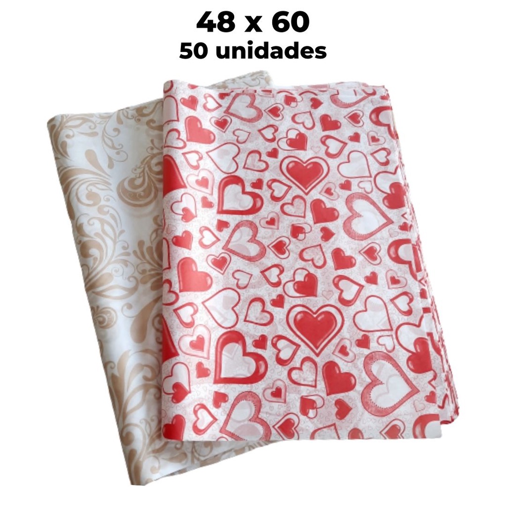 Papel Seda Estampado 48x66 Com 50un