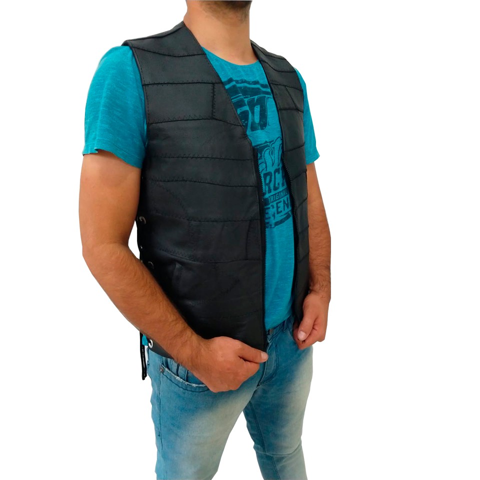 Colete Motociclista Masculino de Couro .