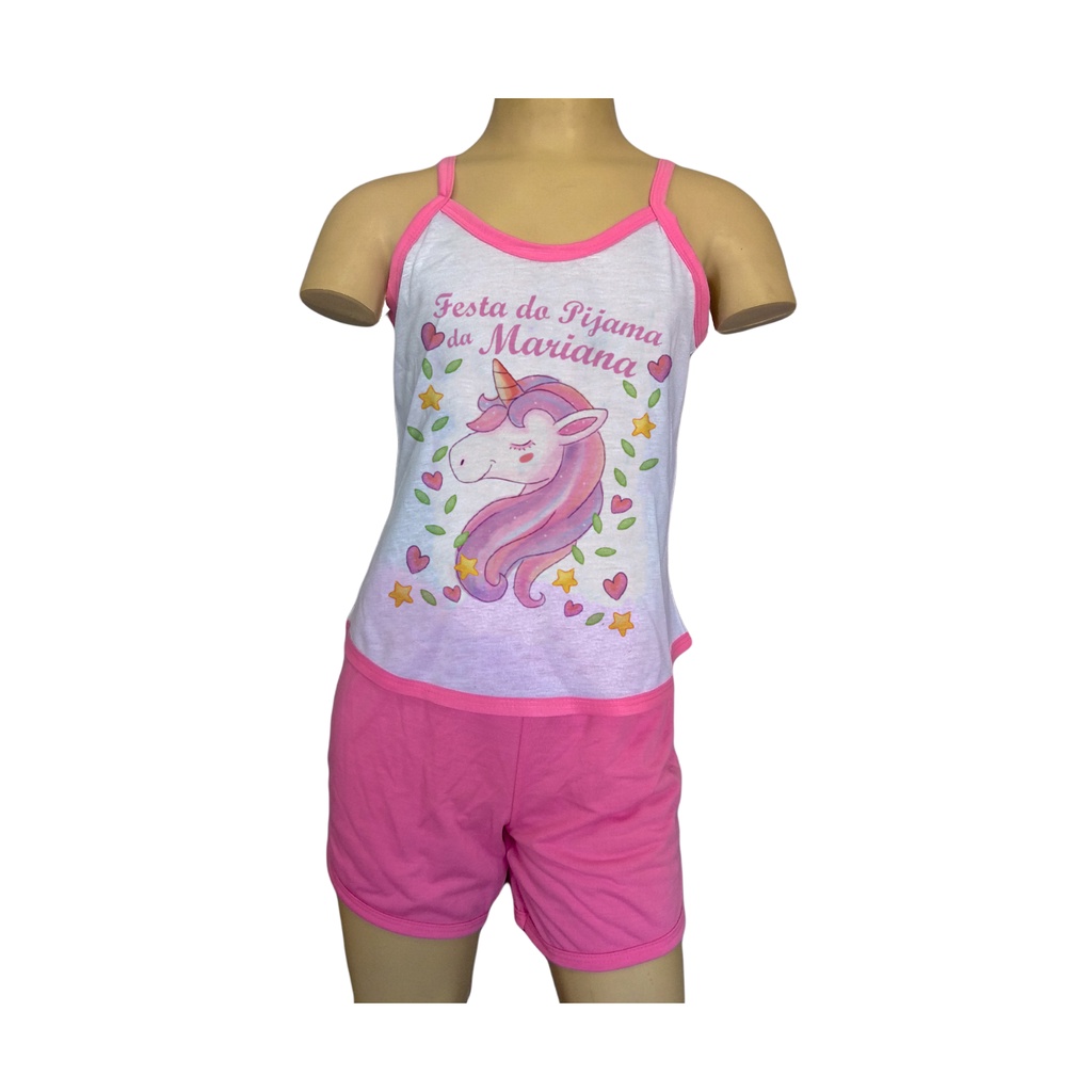 Festa do Pijama Baby Doll ou Camisola Infantil Princesas Panda Unicornio Pop it Sereia Personagens Boneca Desenhos Animados