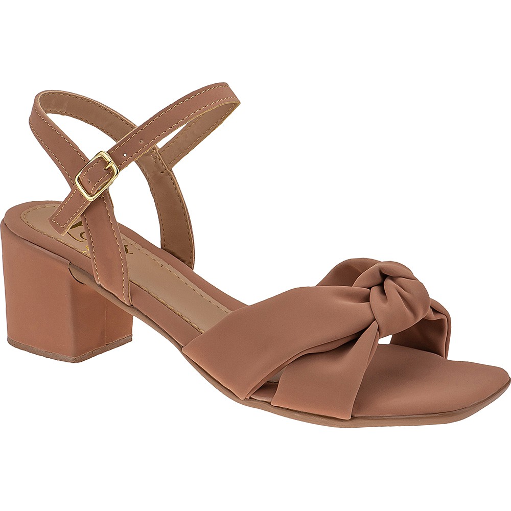 Sandalia Lóris Feminina de Tiras Cruzada em Nó Saltinho Medio Festa Confort 102