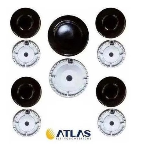 Kit Espalhador + Queimador Peças Cooktop Atlas Agile 5 Boca