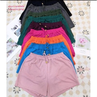 Shorts curto Malha canelada com Ponteira Academia Tendêcia em Oferta na Shopee