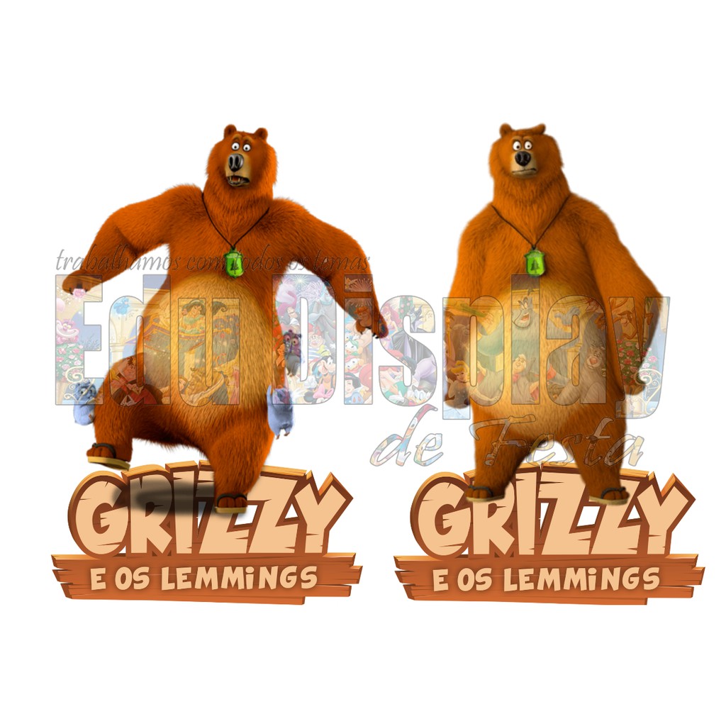 Grizzy e os lemmings kit decoração de festa infantil 4 display de 20cm |  Shopee Brasil
