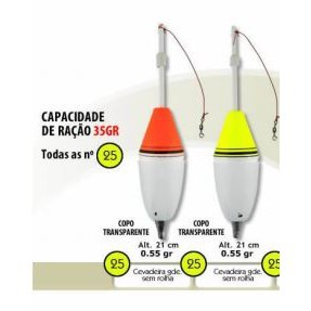 BÓIA CEVADEIRA GRANDE SEM ROLHA PARA PESCA -  55g - COPO TRANSPARENTE em Oferta na Shopee